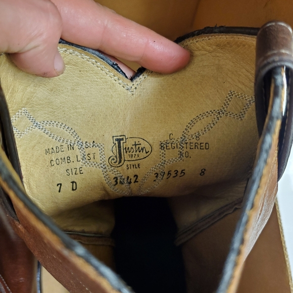New with tags and box rare vintage real leather Justin boots size 7 D - Picture 9 of 12